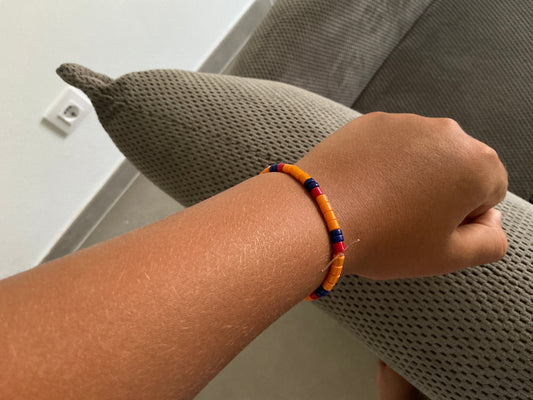 Pulsera De Cilindros Azul, Roja Y Naranja