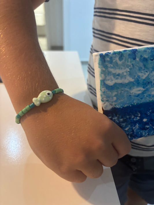 Pulsera De Pez Verde Y Azul