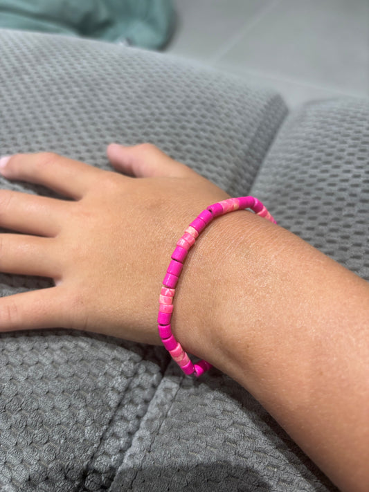 Pulsera De Cilindros Rosa
