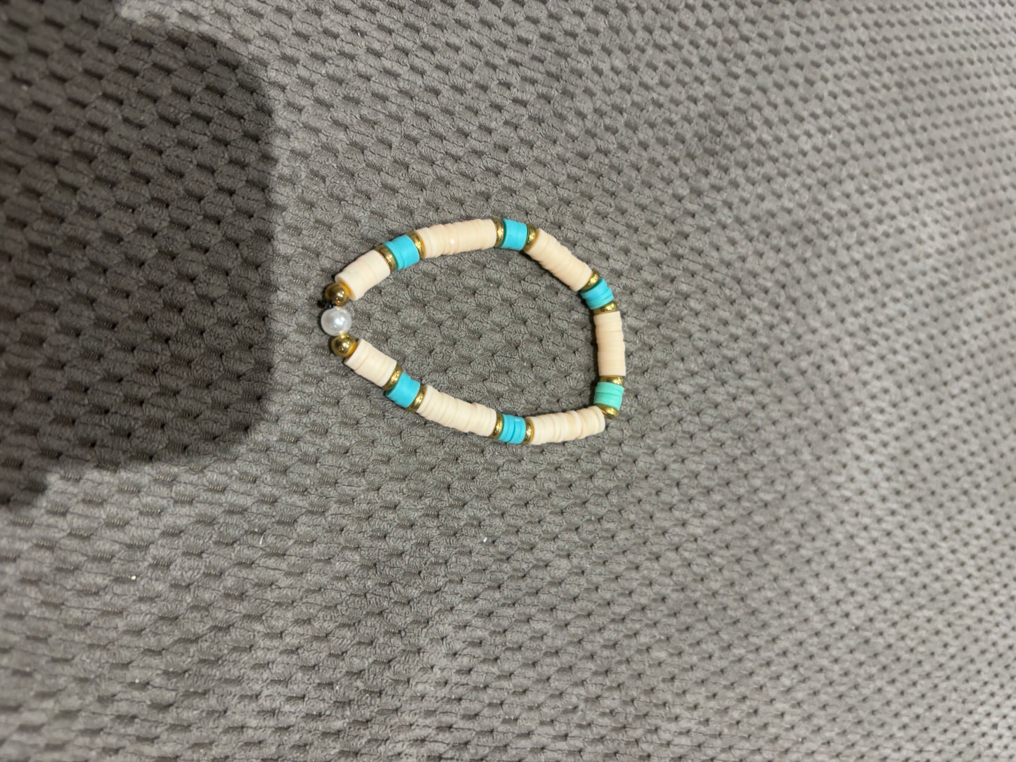 Pulsera Con Perla Azul Y Carne