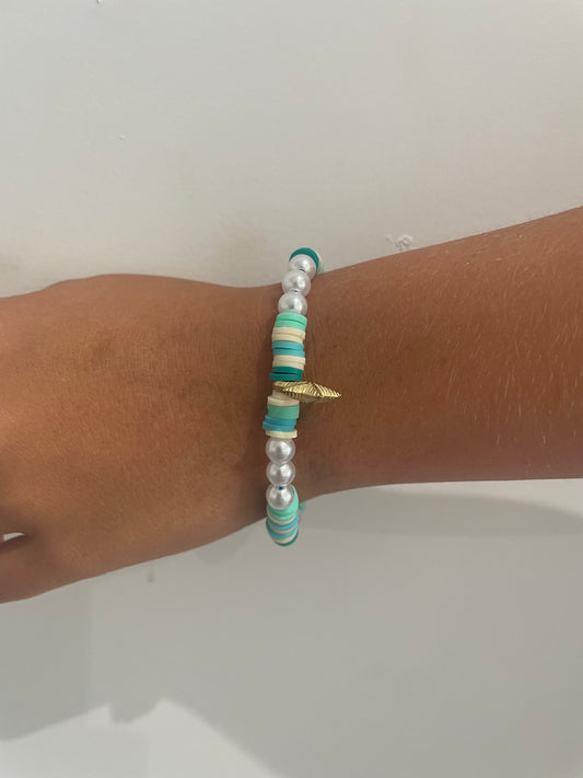 Pulsera De Perlas Con Estrella Y Azul