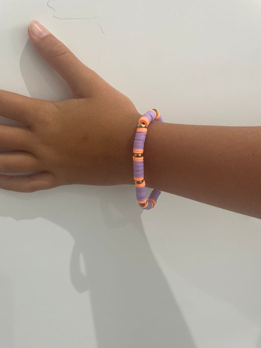 Pulsera Brillante Morada Y Rosa