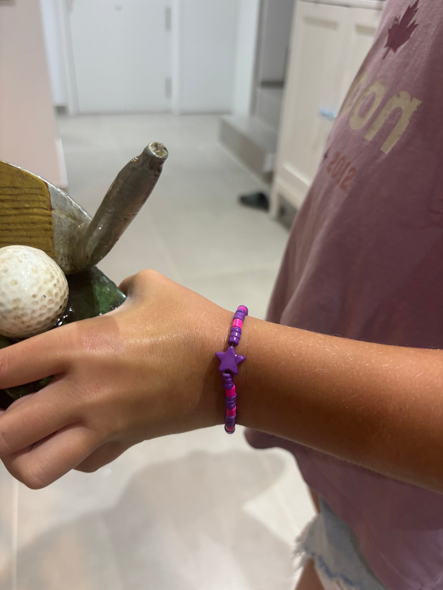 Pulsera De Estrella Morada Y Rosa